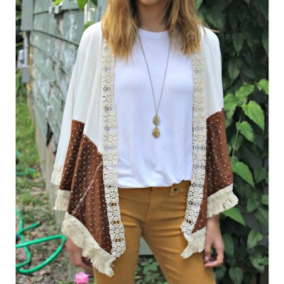 Women's DUSTER WITH LASER CUT SUEDE AND FRINGE DETAILS - JUDITH MARCH