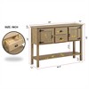 OUTSUPPLY Solid Pine Wood Sideboard Console Table, Retro 2-Drawer & 2-Cabinet Storage Buffet with Bottom Shelf for Dining/Living Room - 2 of 4