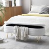 47" Width Oval Storage Bench with Gold Legs,Teddy Fabric Upholstered Ottoman Storage Benches for Bedroom End of Bed,Boucle Fabric Bench-Cuddlewood - 2 of 4