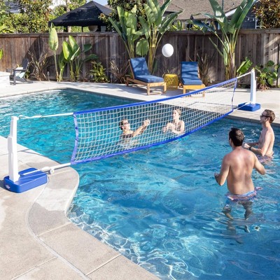 Blue and White 2-in-1 Pool Basketball and Volleyball Set