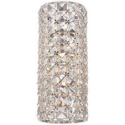 Chrome Cylinder Crystal Wall Sconce, 17" Height