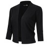 Women's 3/4 Sleeve Open Front Cropped Cardigan Sweater Lightweight Knit Short Bolero Shrugs - 3 of 4