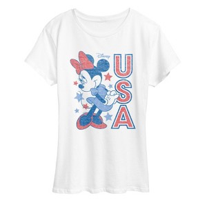 Women's Disney Minnie USA Short Sleeve Graphic T-Shirt - White - 2X - 1 of 4