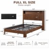QingMoon Fluted Full XL Bed Frame, Walnut Wood Platform Bed Frame with Storage Headboard and Charging Station, Noise Free Slats - 4 of 4