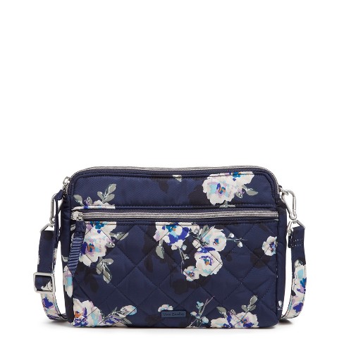 Triple Compartment Crossbody in Blooms and Branches Navy