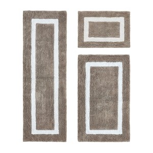 Hotel Bath Rug 100% Premium Cotton Tufted Weave Two Tone Reversible 3 Piece Bathroom Rug Set, Super Soft & Water Absorbent, Machine Washable Bathmat - 1 of 4