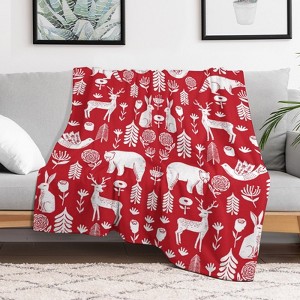 Christmas Winter Holiday Animals Christmas Throw Blanket Soft Fleece Christmas Blanket Cozy Flannel Throw for Couch Bed 60x80 inches - 1 of 1