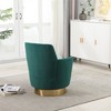 Teddy Swivel Barrel Chair, Swivel Accent Chairs Armchair for Living Room, Round Barrel Chairs with Gold Stainless Steel Base - 2 of 4