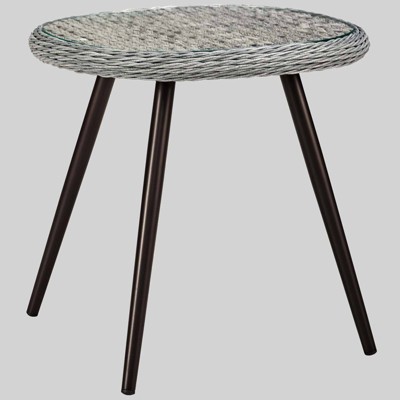 Endeavor Outdoor Wicker Patio Side Table Gray - Modway