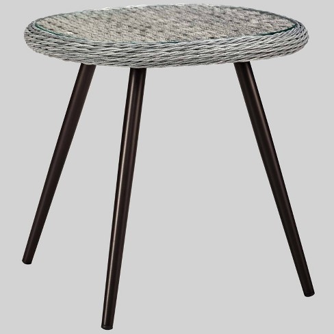 Endeavor Outdoor Wicker Patio Side Table Gray Modway Target