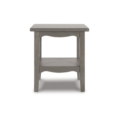Antique Gray Traditional Square End Table with Storage Shelf