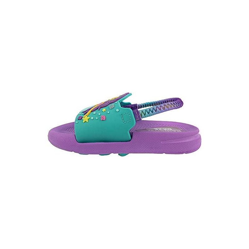 Rainbow Daze Slide Sandal, Mermaid/Shark/Unicorn Molded Slides With Elastic Back Strap, Toddler Size 5-12, Purple/Blue/Pink, 3 of 9