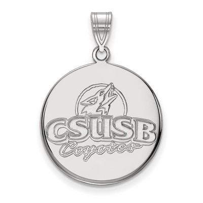 Black Bow Jewelry 10k White Gold California State San Bernardino Coyotes NCAA Large Pendant