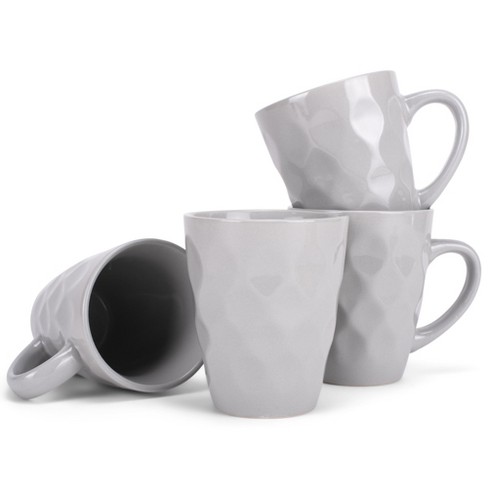 Elanze Designs Dimpled Silver Grey 12 ounce Glossy Ceramic Mugs Matching Set of 4 - image 1 of 4