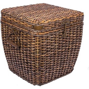 BIRDROCK HOME Rattan Peel Storage Cube with Removable Lid, 16.5" Square, Woven Organizer for Shoes, Books, Home Decor, and Office - Natural Brown - 1 of 4