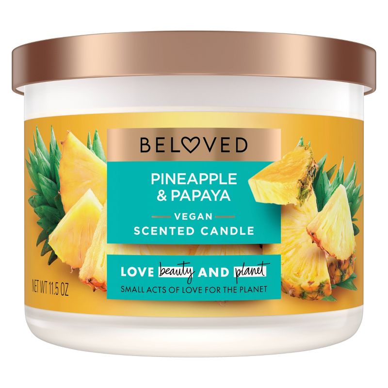 Beloved Pineapple &#38; Papaya 2-Wick Vegan Candle - 11.5oz, 3 of 11