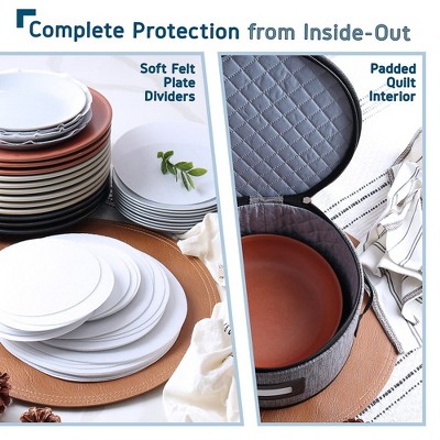 Gray Hard Shell Dinnerware Storage Set with Dividers