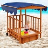 Costzon Kids Sandbox with Wooden Playhouse, Detachable Panels, Spacious Outdoor Sandpit for Boys & Girls to Play Under the Sun (Backyard) - 3 of 4