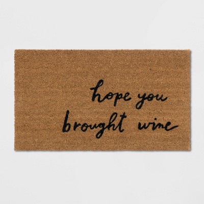 Photo 1 of 16x26 Hope You Brought Wine Coir Doormat Tan/Black - Threshold