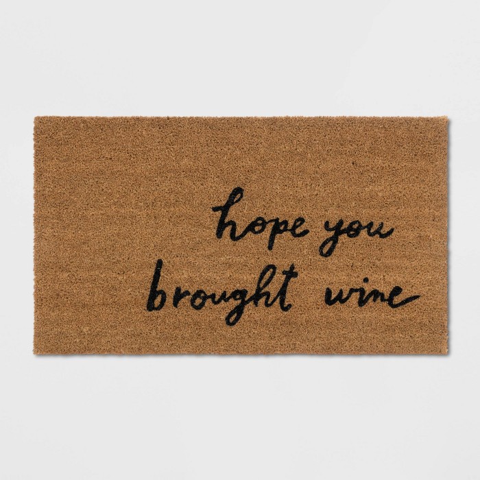 18"X30" Hope You Brought Wine Coir Doormat Tan/Black Threshold™ Target