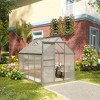Outsunny Aluminum Greenhouse, Polycarbonate Walk-in Garden Greenhouse Kit with Adjustable Roof Vent, Rain Gutter and Sliding Door for Winter, Silver - 2 of 4