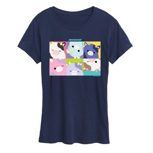 Women's - Squishmallows - Mooody Cow Grid Short Sleeve Graphic T-Shirt - 1 of 4