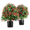 Sapphtopaz Faux Topiary Ball Tree Artificial Tree, Faux Plants Indoor with Wood Trunk, Room Decor for Home, Porch, 1.8FT/2 pcs - 3 of 4