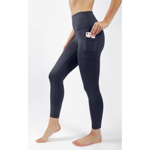 Yogalicious Womens Lux Elastic Free High Waist Side Pocket 7/8 Ankle  Legging - Mocha - X Small