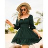 EXLURA Women's Lantern Sleeve Tie Back Summer Dress Ruffled Off Shoulder A-Line Vintage Mini Dress - 4 of 4
