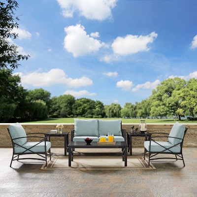 Kaplan 6-Piece Green Steel Outdoor Seating Set with Cushions