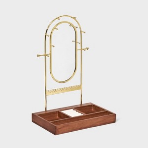 Oval Mirror Standing Jewelry Organizer - A New Day™ Brown/Gold - 1 of 2