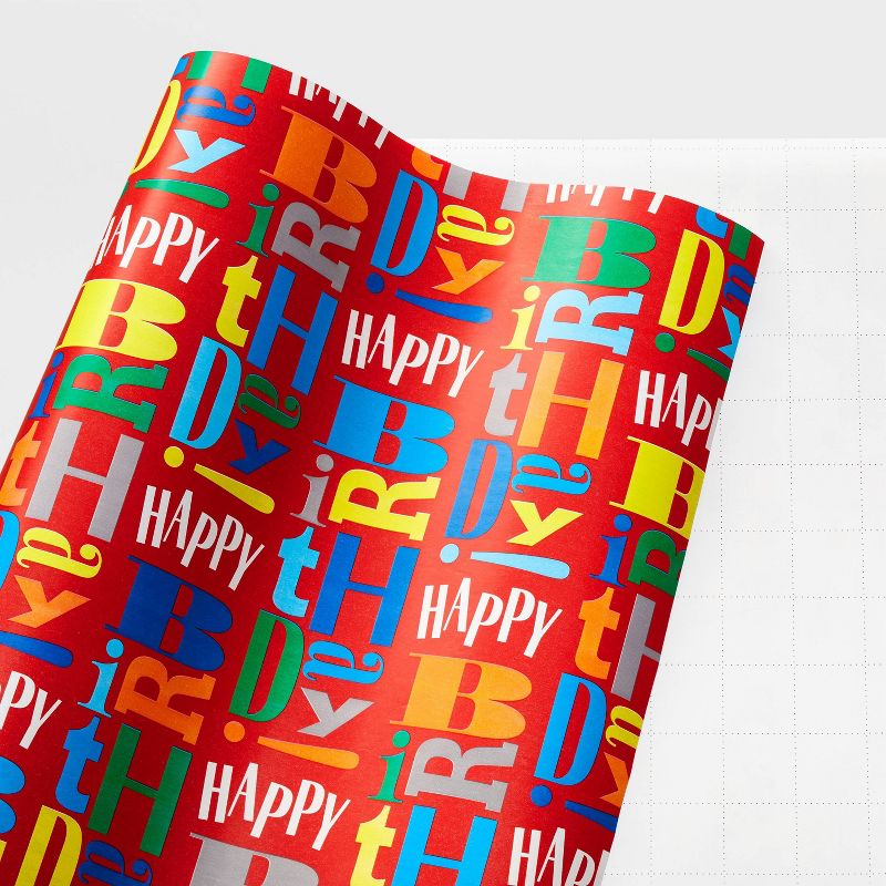 Happy Birthday Gift Wrapping Paper Red - Spritz&#8482;, 3 of 4