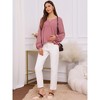 INSPIRE CHIC Womens Maternity High Low Tops Lantern Sleeve Boho Babydoll Ruffled Flowy Long Sleeve Pregnancy Blouse - 2 of 4