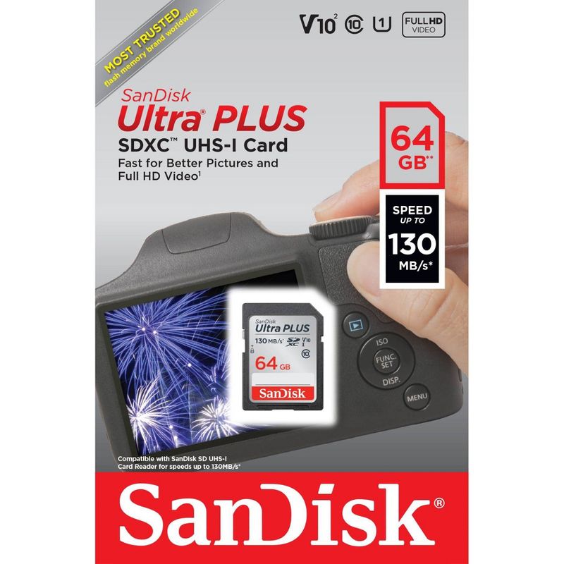 SanDisk Ultra PLUS 64GB SD USH-I Memory Card, 2 of 5