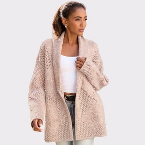 Women's Diamond Openwork Knit Cardigan - LASCANA - 1 of 4