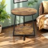 Lirago Brown 2-Tier Round End Table E1 Particle Board Metal Frame 19.68x19.68x23.62 Storage Shelf Nightstand - 2 of 4