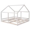 TIRAMISUBEST Twin Size House Platform Beds,Two Shared Beds, House Shaped Floor Bed Montessori Bed with Roof Frame and Guardrails - 4 of 4