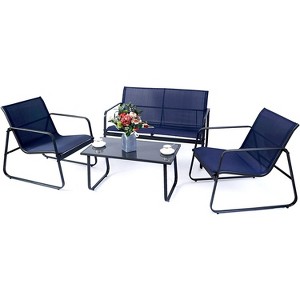 Kozyard 4-Piece Outdoor Patio Furniture Conversation Set – Durable Powder-Coated Metal Frame, Perfect for Front Porch, Balcony, or Backyard - 1 of 4