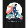 White Lotus Couple Riding Scooter Vector Art Crew Neck Long Sleeve Black Adult Tee - 2 of 3