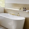 Cobbe Bathtub Faucet Set with Hand Shower, 7.87-Inch Wide Waterfall Spout and Waste Pipe 5-Hole Installation Brushed Gold - 3 of 4