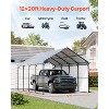 VEVOR Heavy Duty Metal Carport, 12' x 20' Outdoor Carport with Galvanized Steel Frame & Roof, Car Tent Garage Shade with Removable Sidewalls - 3 of 4