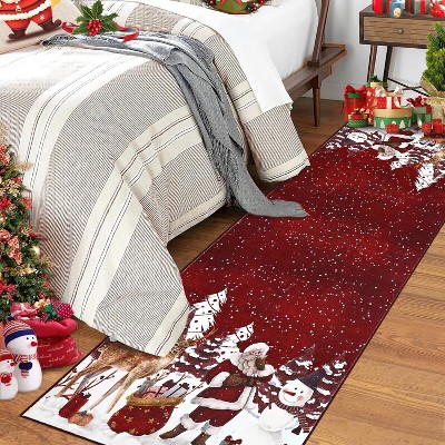 GustoWave Soft Non-Slip Washable Christmas Santa Claus Rugs, Xmas Holiday Decor, Red