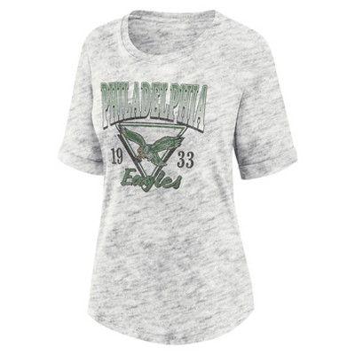 NFL Philadelphia Eagles Women's Oatmeal Heather Rolled Sleeve T-Shirt