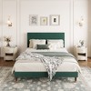 Coucheta Queen Bed Frame with Upholstered Headboard, Dark Green  Corduroy Upholstered Platform Bed, Wooden Slats, No Box Spring Needed, Noise Free - 3 of 4