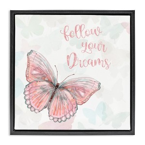Stupell Industries Follow Your Dreams Pink Butterfly, 18" x 18" - 1 of 4