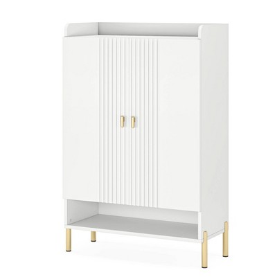 Tribesigns 6-Tier Shoe Organizer Cabinet with Adjustable Shelves, Freestanding Wood Shoe Rack with Doors for Entryway, Hallway, Living Room