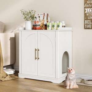 Cat Litter Box Enclosure, Hidden Litter Box Furniture with Removable Dividers & Reversible Entrance - 1 of 4