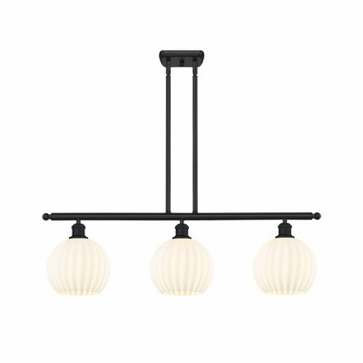 White Venetian - 3 Light Stem Hung Island In Modern Style-11 Inches Tall and 36 Inches Wide