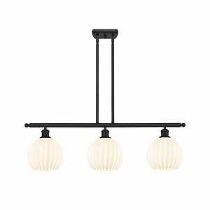 White Venetian - 3 Light Stem Hung Island In Modern Style-11 Inches Tall and 36 Inches Wide - 1 of 1