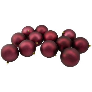 Northlight 12ct Shatterproof Matte Christmas Ball Ornament Set 4" - Burgundy - 1 of 3